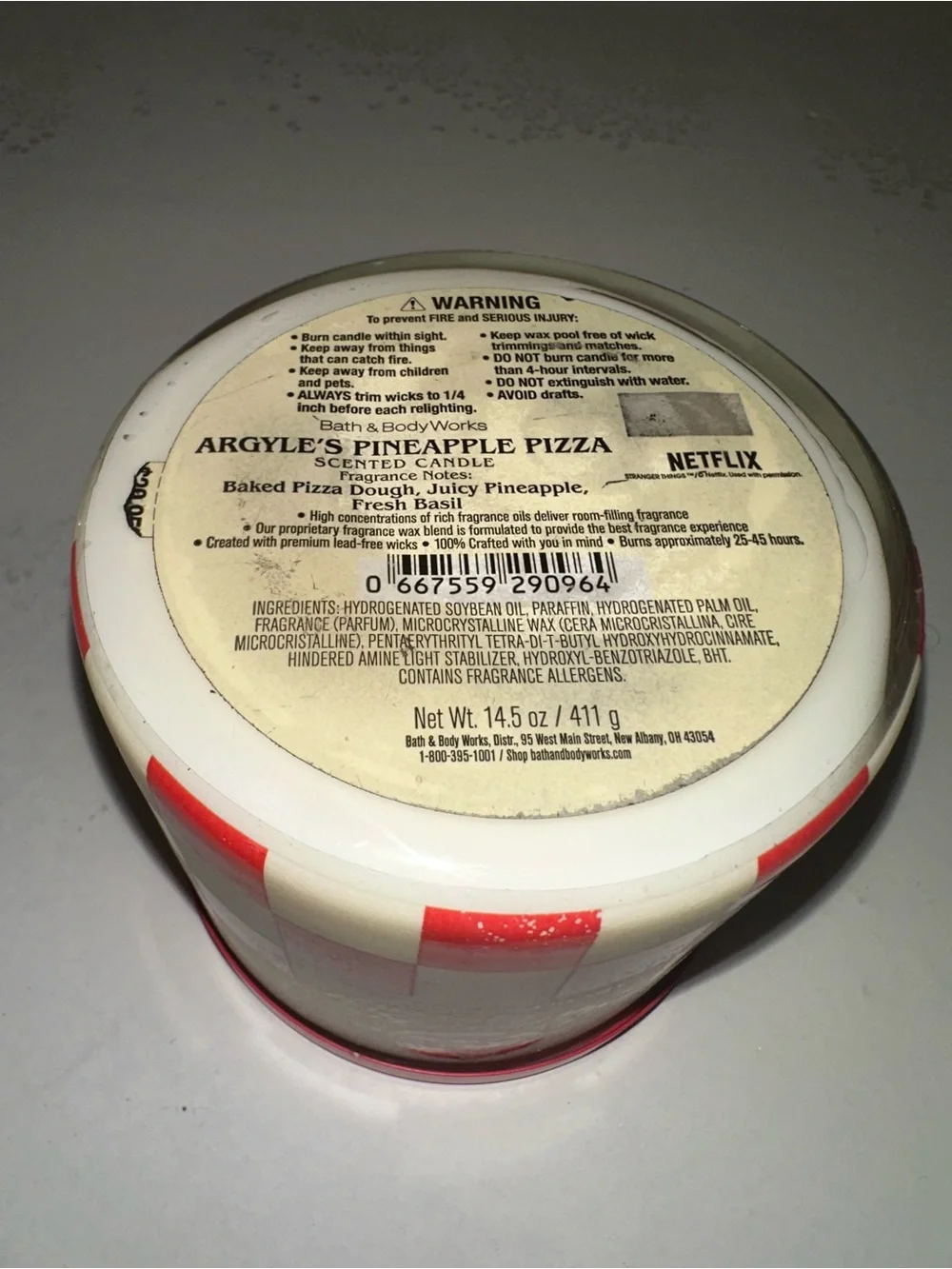 Bath & Body Works Stranger Things Pineapple Pizza Candle